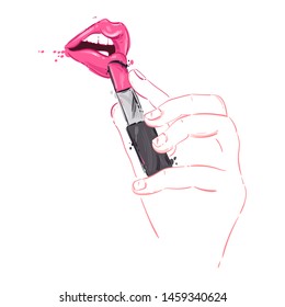 Vector abstract illustration of fashion girl for cover design, poster, banner and other. Advertising mascara.