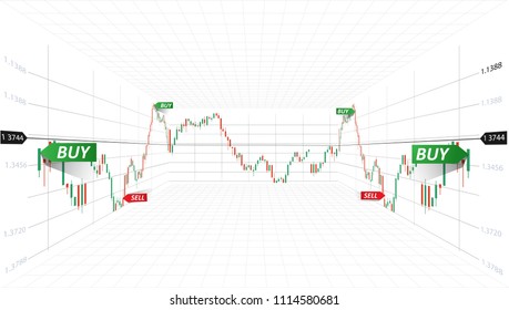 Vector Abstract Illustration. Financial Market Data. Forex Trading Concept. Stock Exchange Symbol.3D Vector  Illustration