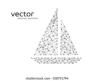 Vector abstract illustration of fishing boat on white background.