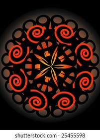 vector abstract illustration of flash flower on red? black and yellow colors