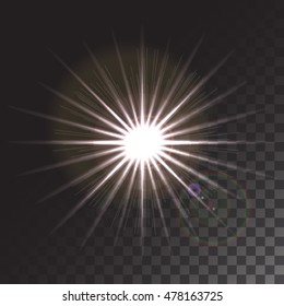 Vector abstract illustration of the flash of light on translucent .