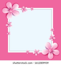 Vector abstract illustration. flower blossoms on light Pink color background, colorful, pastel style.