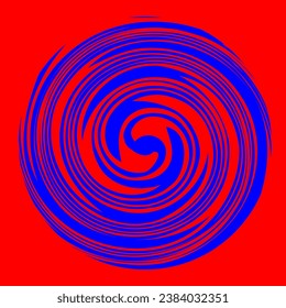 Vector abstract illustration in the form of a blue spiral on a red background
