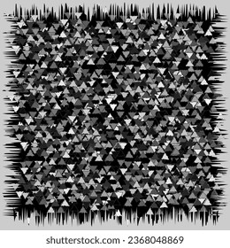 Vector abstract illustration in the form of gray and white triangles on a black background