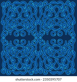 Vector abstract illustration in the form of lines and stripes on a blue background