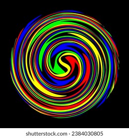 Vector abstract illustration in the form of a multicolored rainbow spiral on a black background