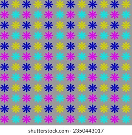 Vector abstract illustration in the form of a pattern of multi-colored small flowers on a gray background