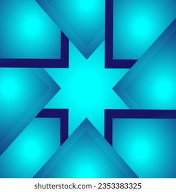 Vector abstract illustration in the form of a pattern of geometric shapes arranged in a circle on a blue background