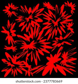 Vector abstract illustration in the form of red patterns on a black background