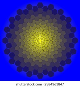 Vector abstract illustration in the form of squares arranged in a circle on a blue background