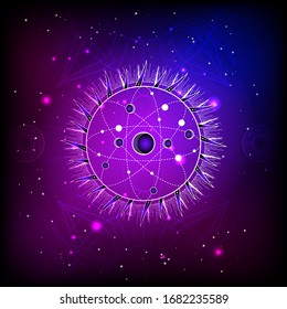 Vector abstract illustration. Geometric pattern. Blue and purple background. 