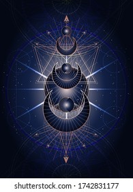 Vector abstract illustration. Geometric pattern. Dark blue background.