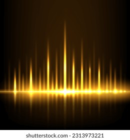 Vector abstract Illustration graphics yellow neon light effect design. Futuristic technology background.