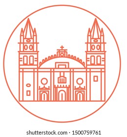 Vector Abstract Illustration Of Guadalajara Cathedral In Mexico Isolated