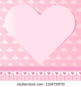 Vector abstract illustration. Heart on pink color background, colorful, pastel style You can put your text on copy space, Card for greeting or congratulation.