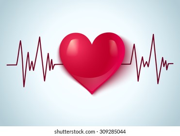 Vector abstract illustration of a heart and pulse - Shutterstock ID 309285044