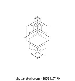 Vector abstract illustration. Hexagons connection background. Molecular structure