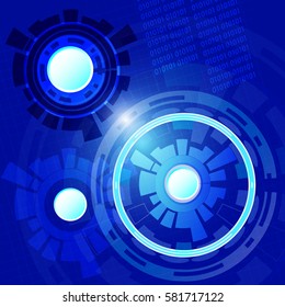 Vector Abstract  Illustration high  technology  blue color background. Hi-tech digital  concept