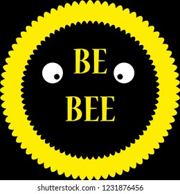 Vector abstract illustration of honey bee on black background