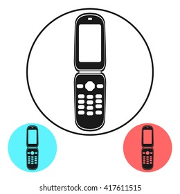 Vector, abstract illustration icons clamshell mobile phone. For graphic and web design.