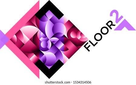 Vector abstract illustration indicating 2nd floor for use on wall near stairs