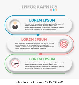Vector abstract illustration. Infographics. Three steps.