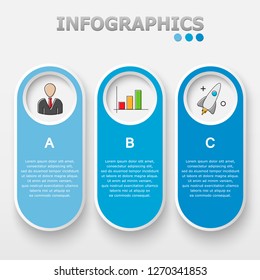 Vector abstract illustration. Infographics. Three steps.
