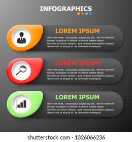 Vector abstract illustration. Infographics. Three steps.