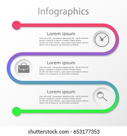 Vector abstract illustration. Infographics. Three steps.