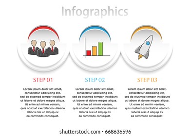 Vector abstract illustration. Infographics. Three steps.