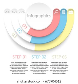 Vector abstract illustration. Infographics. Three steps.