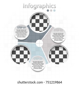 Vector abstract illustration. Infographics. Three steps.