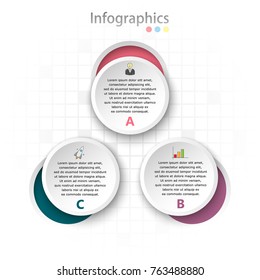 Vector abstract illustration. Infographics. Three steps.