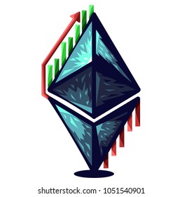 Vector abstract illustration. Isolated logo in a design style. The concept of ethereum