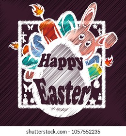 Vector abstract illustration. Isolated logo in a design. The concept of Happy Easter. Scribble style in 10 EPS