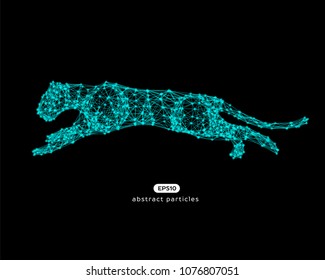 Vector abstract illustration of jumping puma. Eps 10. You can easily change color.