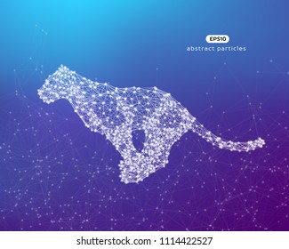 Vector abstract illustration of jumping puma. Eps 10. You can easily change color.