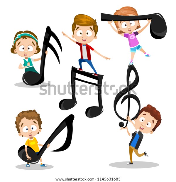 Vector Abstract Illustration Kids Playing Music Stock Vector (Royalty ...