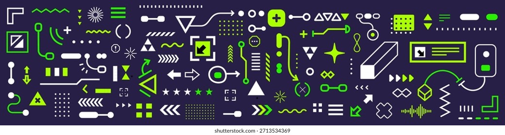 Vector abstract illustration with line and dot on dark background. Abstract pattern concept with geometric form. Flat style abstraction design with arrow and simple shape for banner, poster