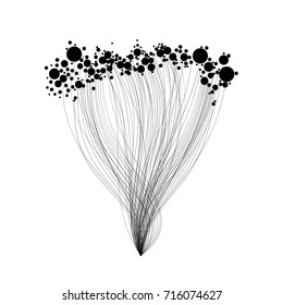 Vector abstract illustration with lines and circles in black and white colors