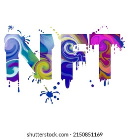 Vector abstract illustration in liquid acrylic style. Lettering: nftBackground for the design of banners, cards, posters and other