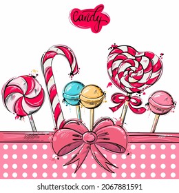 Vector abstract illustration of lollipops. 