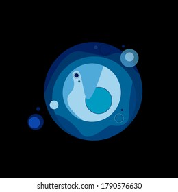 Vector abstract illustration made in blue colors. Illustration for postcards, logo,