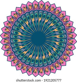 Ilustración abstracta vectorial. Mandala aislada para imprimir en papel, ropa deportiva, alfombras, textiles, imprimir