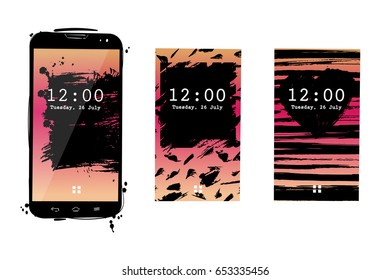 Vector abstract illustration with a mobile phone. Screen. Isolated.