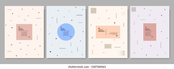 Vector abstract illustration. Neo memphis pattern poster collection. Pastel color frames. Cool bright background. Design elements for cover, brochure, magazine, poster, flyer. 70s retro funky graphic