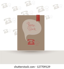 Vector abstract illustration of old-fashioned paper phone book with bookmark
