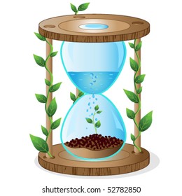 	Vector abstract illustration on an ecological theme with the image of a sand-glass.