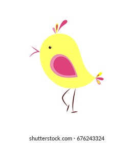 Vector abstract illustration on white background. Funny birds.  Flat style. Funny animals. 
