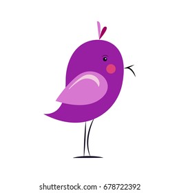 Vector abstract illustration on white background. Funny birds.  Flat style. Funny animals. 